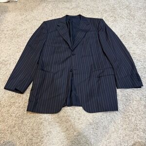 Canali Blazer Mens 54R Navy Blue Pinstripe Super‎ 120s Wool Jacket Made Italy